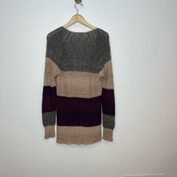 Free People Women’s Medium Deep V Colorblock Cardigan Mohair Blend Chunky Knit - Picture 7 of 12